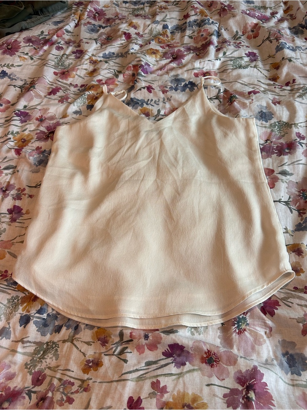Classic Off White V-Neck Double Lined Cami Tank Top
